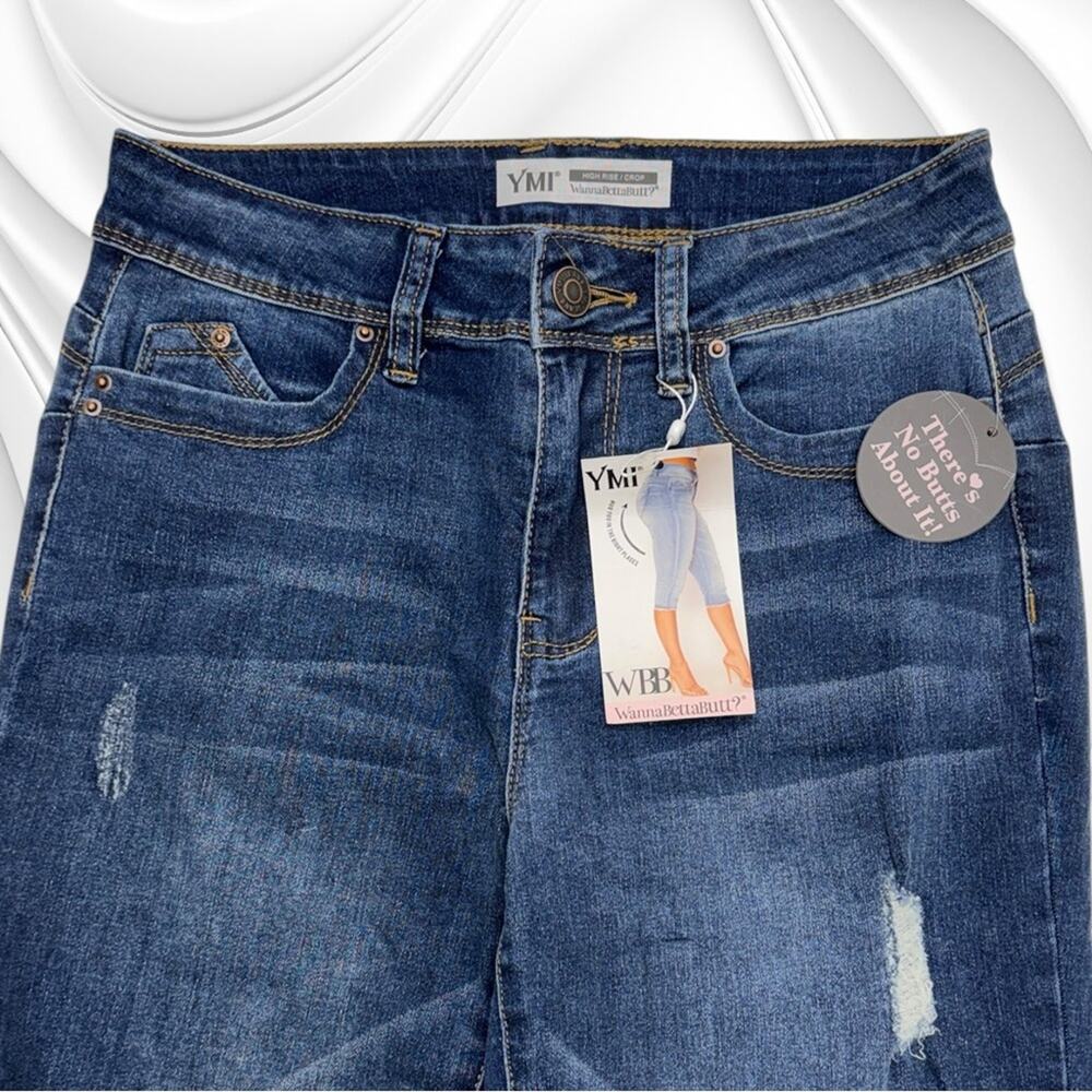 YMI Women’s 5 (juniors) WANNA BETTA BUTT High Rise Crop Blue Jeans